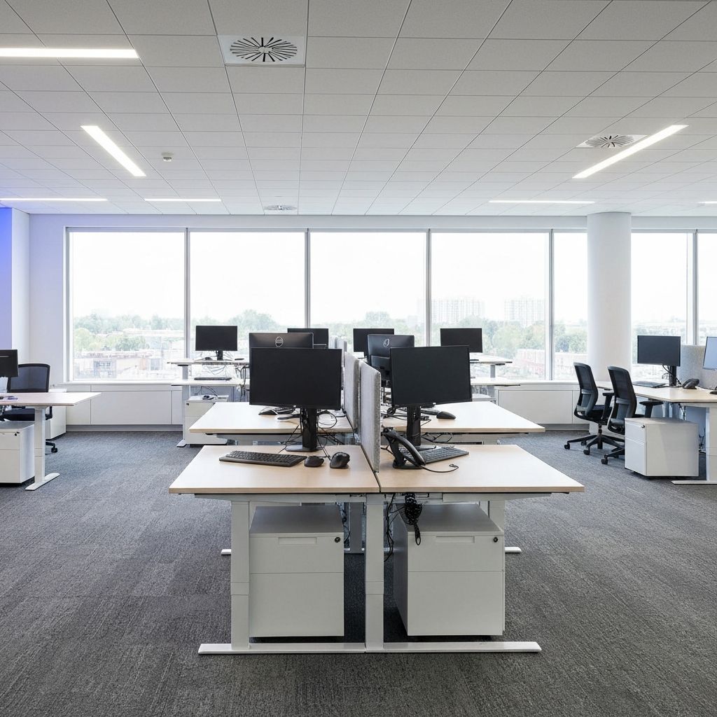 ETUP electric standing desks in a modern office workspace
